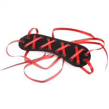 Toynary SM13 Red Ribbon Leather Blindfold 紅色繫帶皮革眼罩